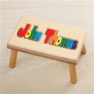 Rainbow Name Personalized Wood Puzzle Stool - Double Name - 49505D-DN