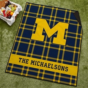 NCAA Michigan Wolverines Personalized Plaid Picnic Blanket - 49508