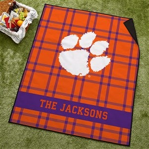 NCAA Clemson Tigers Personalized Plaid Picnic Blanket - 49512
