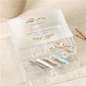 Floral First Communion Personalized Acrylic Jewelry Box - 49520