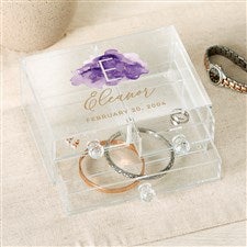 Birthstone Color Personalized Acrylic Jewelry Box - 49535