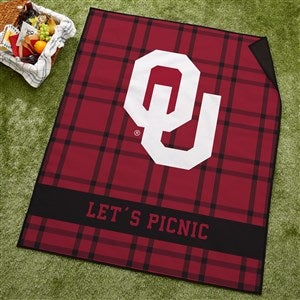 NCAA Oklahoma Sooners Personalized Plaid Picnic Blanket - 49542
