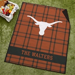 NCAA Texas Longhorns Personalized Plaid Picnic Blanket - 49544