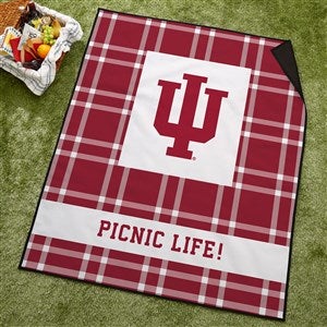 NCAA Indiana Hoosiers Personalized Plaid Picnic Blanket - 49549