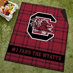 NCAA Notre South Carolina Gamecocks Personalized Plaid Picnic Blanket - 49567