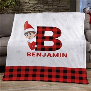 The Elf on the Shelf® Plaid Personalized 60x80 Plush Fleece Blanket - 49570-L