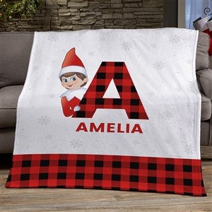 The Elf on the Shelf® Plaid Personalized 50x60 Lightweight Fleece Blanket - 49570-LF