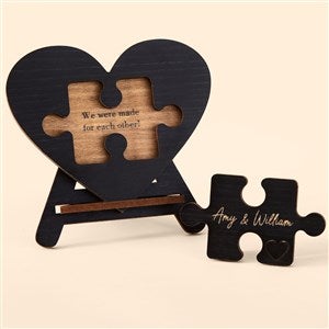 Piece of My Heart Personalized Cutout Tabletop Heart Puzzle-Black Stain - 49653-BLK