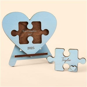 Piece of My Heart Personalized Cutout Tabletop Heart Puzzle-Blue Stain - 49653-Blue