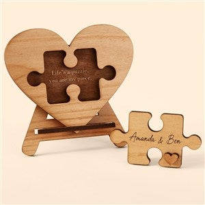 Piece of My Heart Personalized Cutout Tabletop Heart Puzzle-Natural - 49653-N