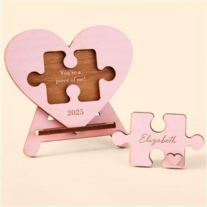 Piece of My Heart Personalized Cutout Tabletop Heart Puzzle-Pink Stain - 49653-Pink