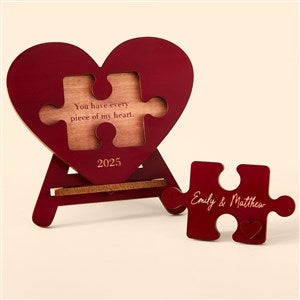 Piece of My Heart Personalized Cutout Tabletop Heart Puzzle-Red Stain - 49653-Red