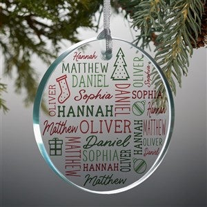 Holiday Repeating Name Personalized Glass Premium Ornament - 49697-P