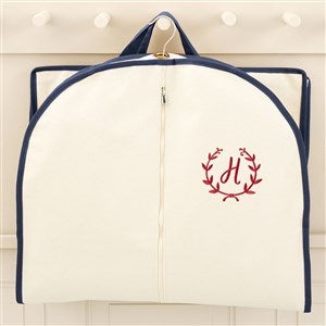 Floral Wreath Embroidered Canvas Garment Bag - Navy - 49757-N