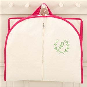 Floral Wreath Embroidered Canvas Garment Bag- Pink - 49757-P