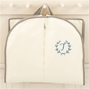 Floral Wreath Embroidered Canvas Garment Bag - Grey - 49757-G