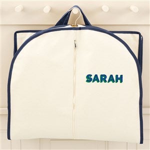 Shadow Name Embroidered Canvas Garment Bag - Navy - 49760-N