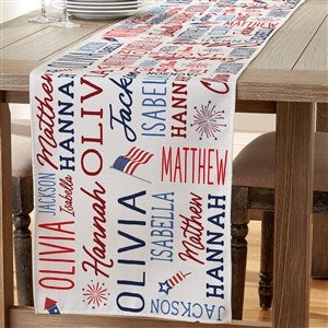 Patriotoic Repeating Name Personalized Table Runner- 16quot; x 120quot; - 49764-L