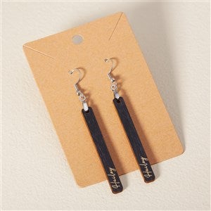 Wooden Bar Personalized Black Stained Dangle Earring - 49782-BL