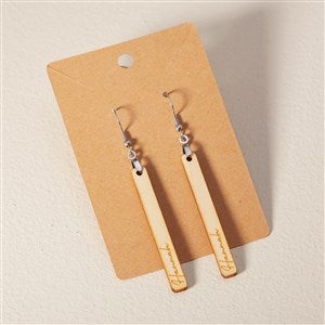 Wooden Bar Personalized Natural Stained Dangle Earring - 49782-N