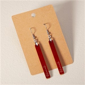 Wooden Bar Personalized Dangle Earrings - Red - 49782-R