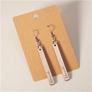 Wooden Bar Personalized Whitewashed Dangle Earring - 49782-W