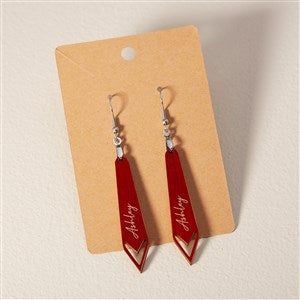 Wooden Arrow Personalized Red Stained Wood Dangle Earring - 49783-R