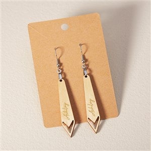 Wooden Arrow Personalized Natural Stained Wood Dangle Earring - 49783-N