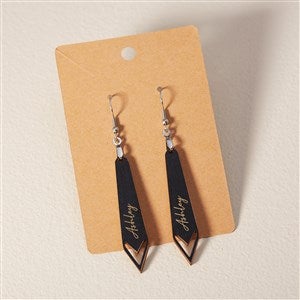 Wooden Arrow Personalized Black Stained Dangle Earring - 49783-BL