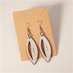 Wooden Leaf Personalized Whitewashed Dangle Earring - 49784-W