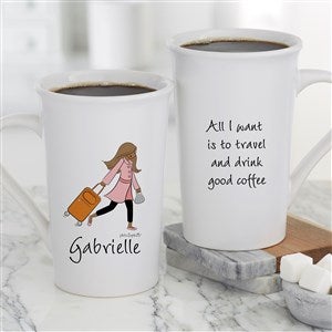 philoSophies® Travel Personalized Latte Mug 16 oz.- White - 49840-U