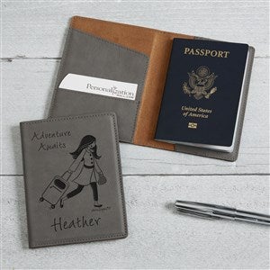 philoSophies® Travel Personalized Grey Passport Holder - 49847-G