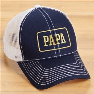 Classic Embroidered Trucker Hat for Him - Navy/White - 49911-N