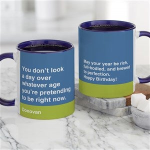 You Don’t Look A Day Over Personalized Birthday Coffee Mugs 11 oz.- Blue - 49961-BL