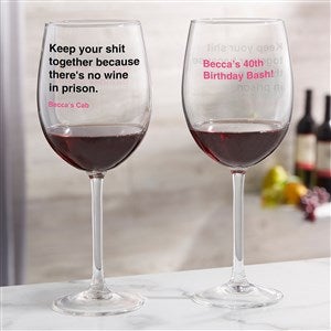 No Wine In Prison Personalized Red Wine Glass - 49975-R