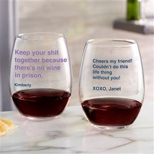 No Wine In Prison Personalized Stemless Wine Glass - 49975-S