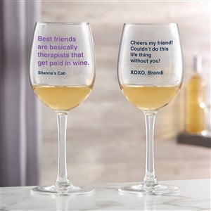 Best Friends Are Basically Therapists Personalized White Wine Glass - 49976-W