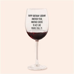 Happy Birthday Personalized Red Wine Glass - 49980-R