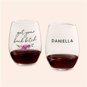 Got Your Back B*tch! Personalized Stemless Wine Glass - 49984-S