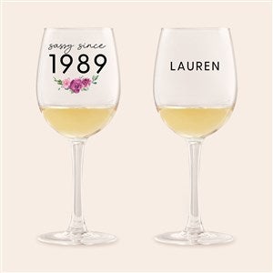 Sassy Since Personalized White Wine Glass - 49985-W