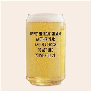 Happy Birthday Personalized 16oz. Beer Can Glass - 49992-B