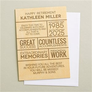 Retirement Wishes Personalized 5x7 Wooden Greeting Card - 50021