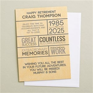 Retirement Wishes Personalized 5x7 Wooden Greeting Card - 50025