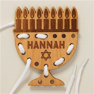 Hanukkah Personalized Wooden Lacing Toy-Menorah - 50058-M