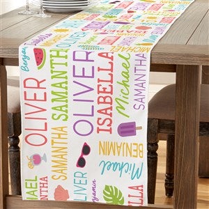 Summer Repeating Name Personalized Table Runner- 16quot; x 96quot; - 50127-M