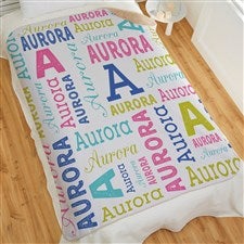 Trendy Repeating Name Personalized 50x60 Sherpa Blanket - 50128-S