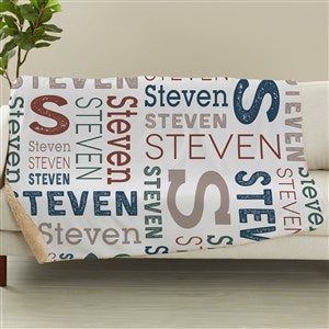 Trendy Repeating Name Personalized 60x80 Sherpa Blanket - 50128-SL