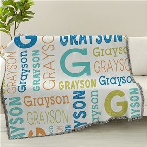 Trendy Repeating Name Personalized 56x60 Woven Throw - 50128-A