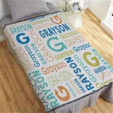 Trendy Repeating Name Personalized 56x60 Woven Throw - 50128-A