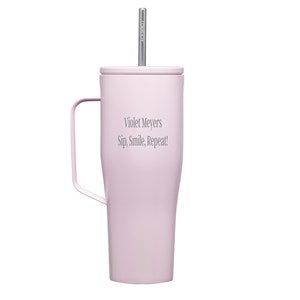 Engraved Corkcicle 30oz Cold Cup with Handle in Powder Pink - 50326